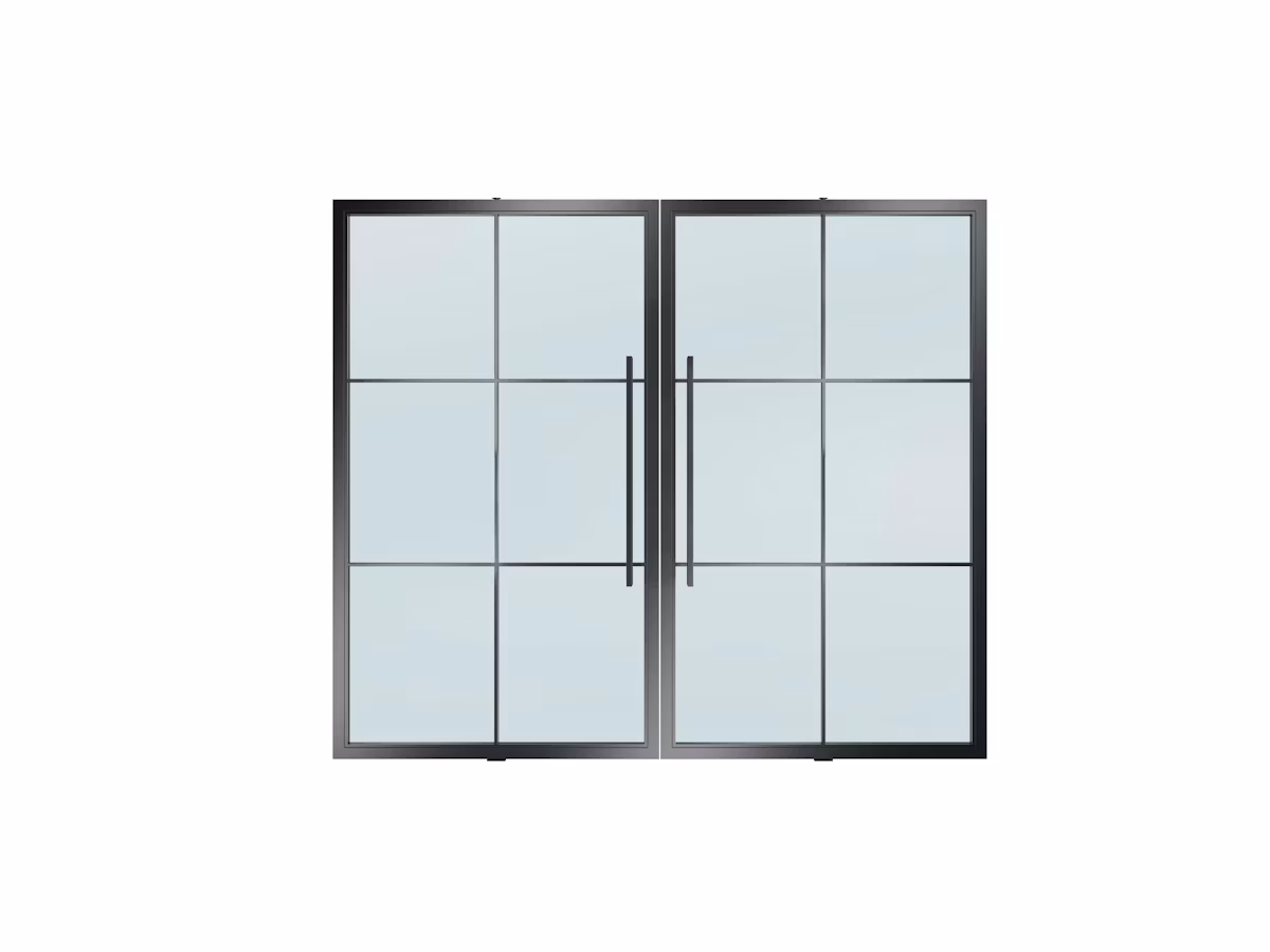 Two pivot doors with glazing strip Slim