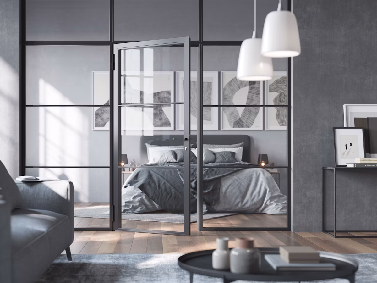Steel loft doors as swing doors with various configuration options